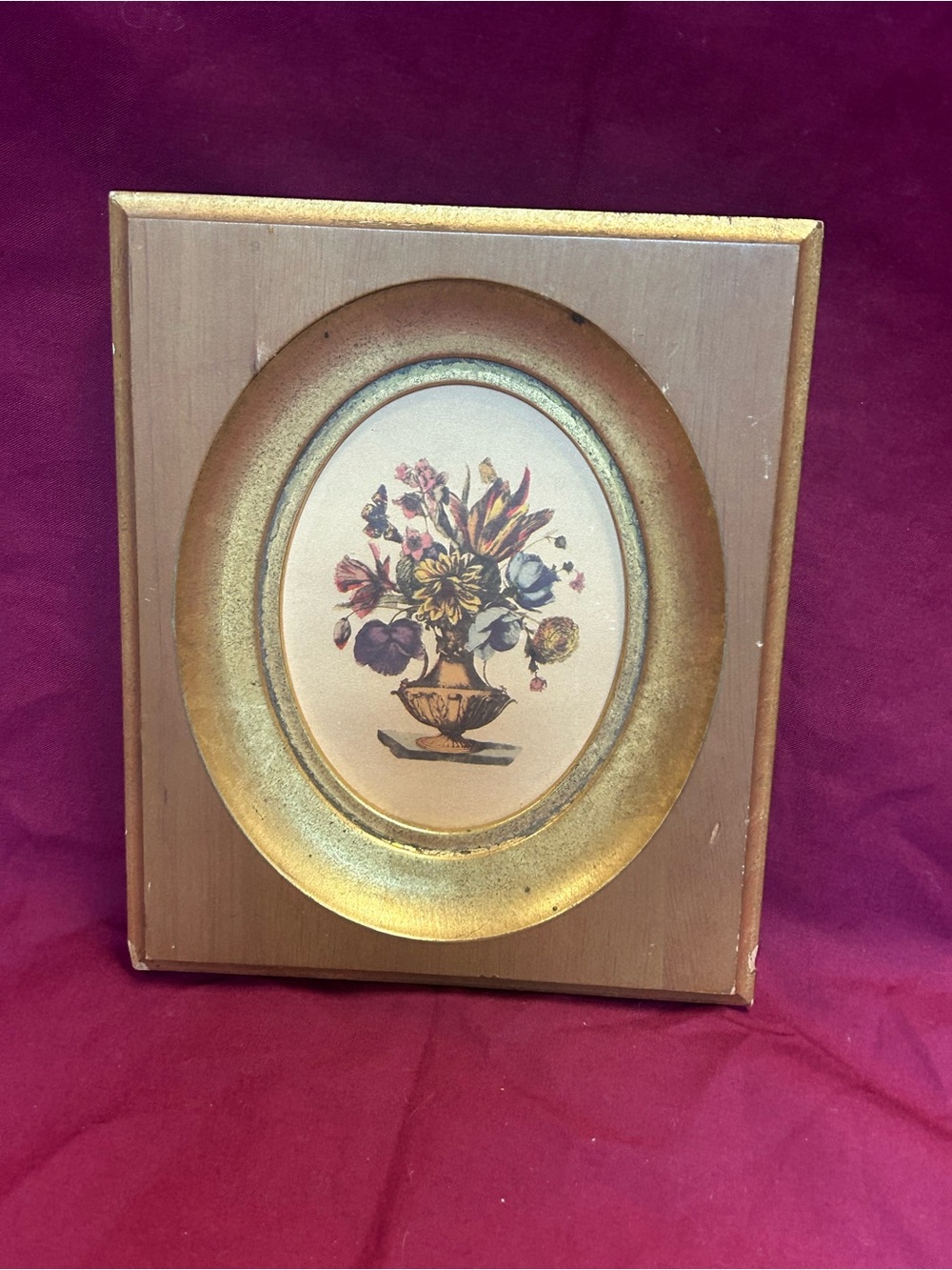 Vintage Golden Wood Framed Bouquet